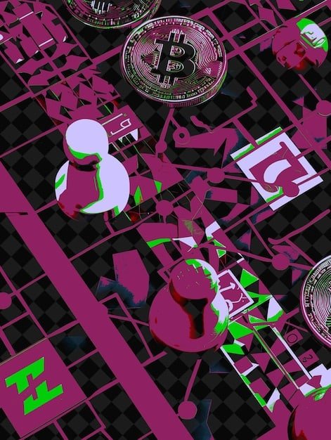 A digital illustration of a maze, with a person trying to navigate through it using a cryptocurrency coin as their guide, representing the complexities of cryptocurrency tax regulations.