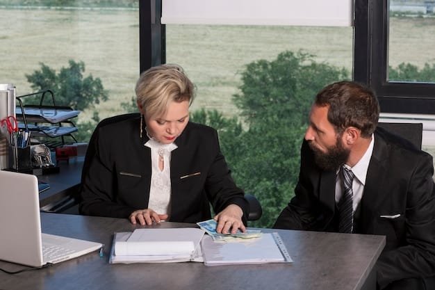 A person is shown confidently negotiating a lease agreement with a landlord. The setting is a well-lit, modern office, and both parties appear engaged in a positive and respectful discussion, symbolizing proactive communication and advocacy for fair housing terms.
