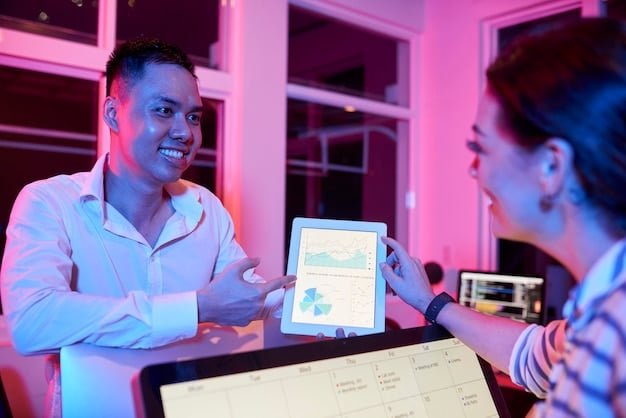 A diverse group of people interacting with holographic financial dashboards and receiving personalized advice from both human advisors and AI interfaces.