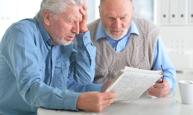 A split image showing two contrasting scenarios. On one side, a retiree happily traveling and enjoying their retirement, and on the other side, a retiree looking stressed and worried while reviewing financial documents, illustrating the potential impact of Social Security reforms on retirement lifestyles.