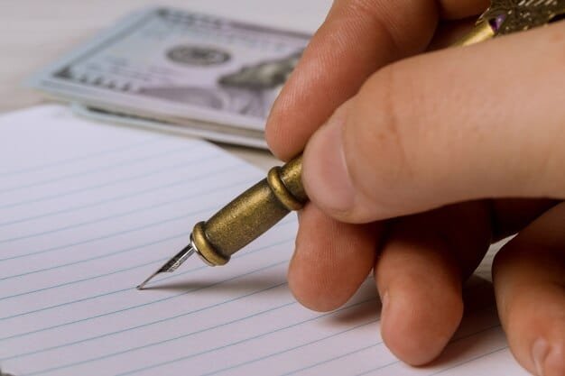 A close-up shot of a US tax form being filled out with a pen, highlighting sections related to retirement contributions and deductions. The background is blurred to focus attention on the form itself, emphasizing the importance of accurate tax preparation.