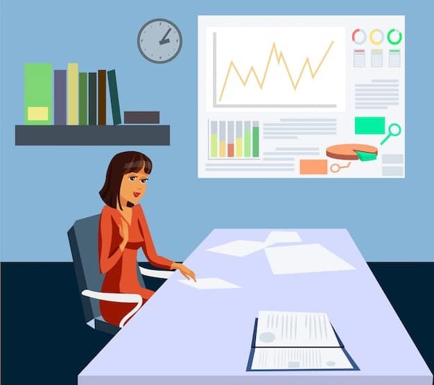 A person sitting at a desk, analyzing charts and graphs on a laptop screen, with a calculator and a stack of financial documents nearby. The scene is well-lit, emphasizing the focused and analytical nature of the task. The graphs show trends related to inflation and consumer spending.
