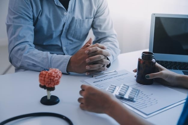 A doctor discussing financial options with a patient in a hospital setting, emphasizing empathy and financial counseling support.