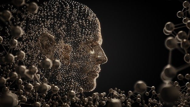 An abstract representation of a person looking at a complex network of interconnected nodes, highlighting the challenge of understanding and interpreting AI algorithms.